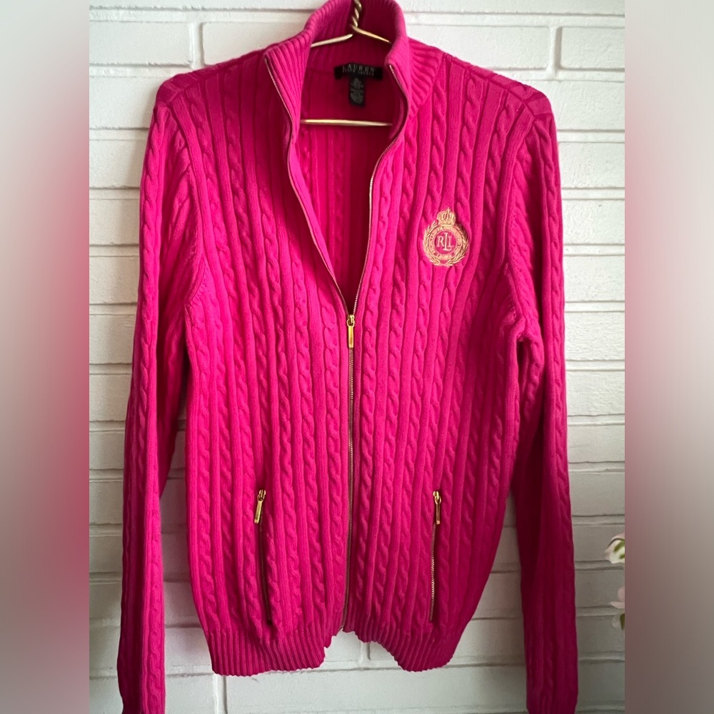 Chunky cable knit pink Ralph Lauren Sweater XL